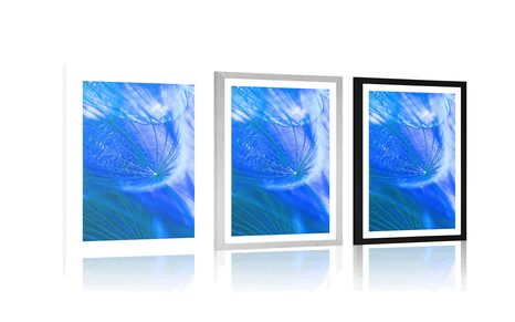 AFFICHE AVEC PASSE-PARTOUT – BEAU PISSENLIT EN BLEU - FLEURS - AFFICHES