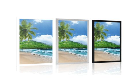 AFFICHE – MAGNIFIQUE PLAGE SUR L'ÎLE DES SEYCHELLES - NATURE - AFFICHES