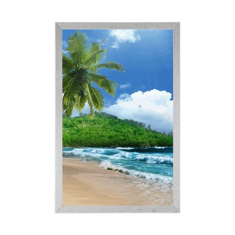 AFFICHE – MAGNIFIQUE PLAGE SUR L'ÎLE DES SEYCHELLES - NATURE - AFFICHES