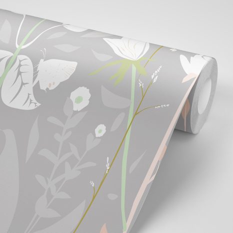 PAPIER PEINT – PRAIRIE FLEURIE DÉLICATE - PAPIERS PEINTS FLEURS - PAPIERS PEINTS PANORAMIQUES