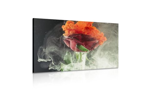 TABLEAU SUR TOILE – ROSE AVEC DES ÉLÉMENTS ABSTRAITS - TABLEAUX DE FLEURS - TABLEAUX