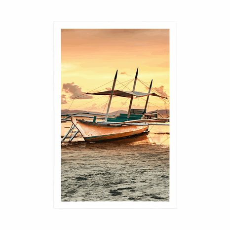 AFFICHE – BARQUES AU COUCHER DU SOLEIL - NATURE - AFFICHES