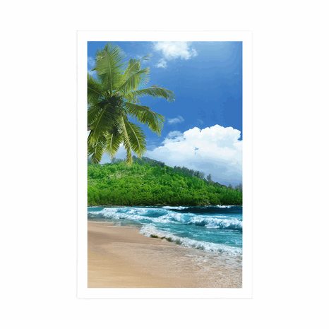 AFFICHE – MAGNIFIQUE PLAGE SUR L'ÎLE DES SEYCHELLES - NATURE - AFFICHES