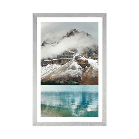 AFFICHE AVEC PASSE-PARTOUT – LAC PRÈS DE LA MONTAGNE MAGNIFIQUE - NATURE - AFFICHES