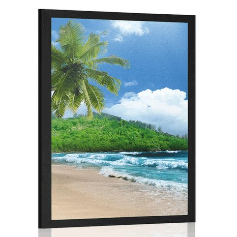 AFFICHE – MAGNIFIQUE PLAGE SUR L'ÎLE DES SEYCHELLES - NATURE - AFFICHES