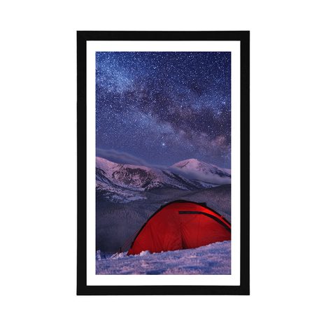 AFFICHE AVEC PASSE-PARTOUT – TENTE SOUS LE CIEL NOCTURNE - NATURE - AFFICHES