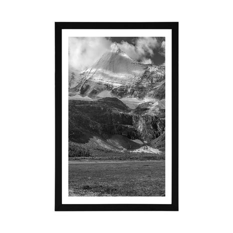 AFFICHE – PAYSAGE DE MONTAGNE MAJESTUEUX EN NOIR ET BLANC - NOIR ET BLANC - AFFICHES