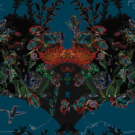 PAPIER PEINT – FORÊT MYSTÉRIEUSE SUR FOND BLEU - PAPIERS PEINTS NATURE - PAPIERS PEINTS PANORAMIQUES