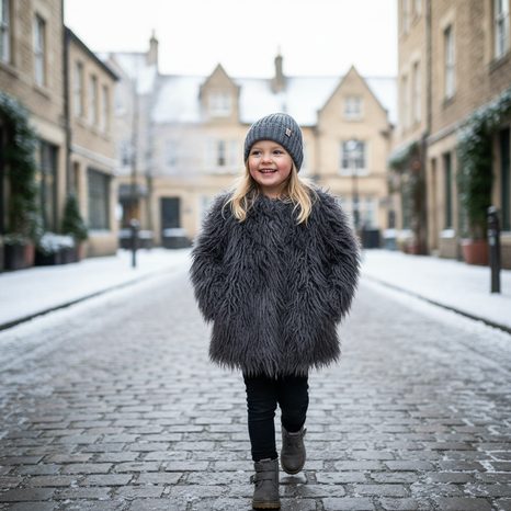 KABÁT LÁNY SZŐRÖS, MINOTI, RÓZSAFA 7, SZÜRKE