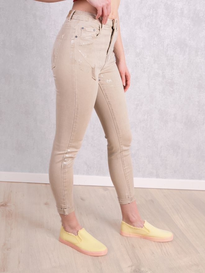 Džíny slim fit metalické