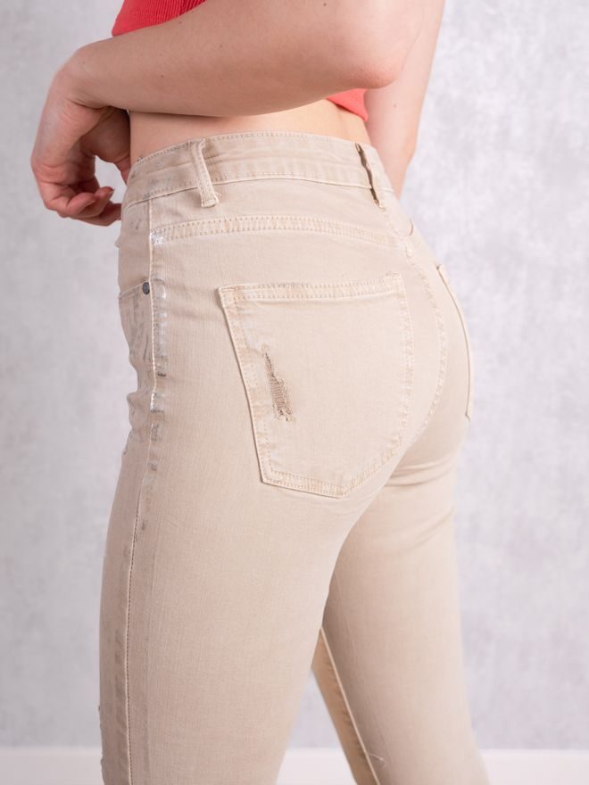 Džíny slim fit metalické