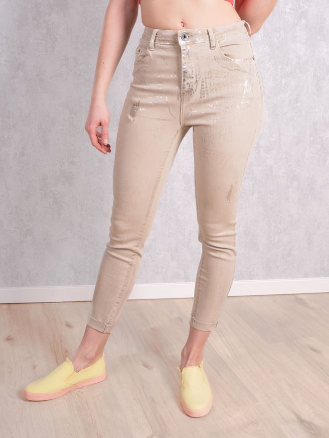 Džíny slim fit metalické