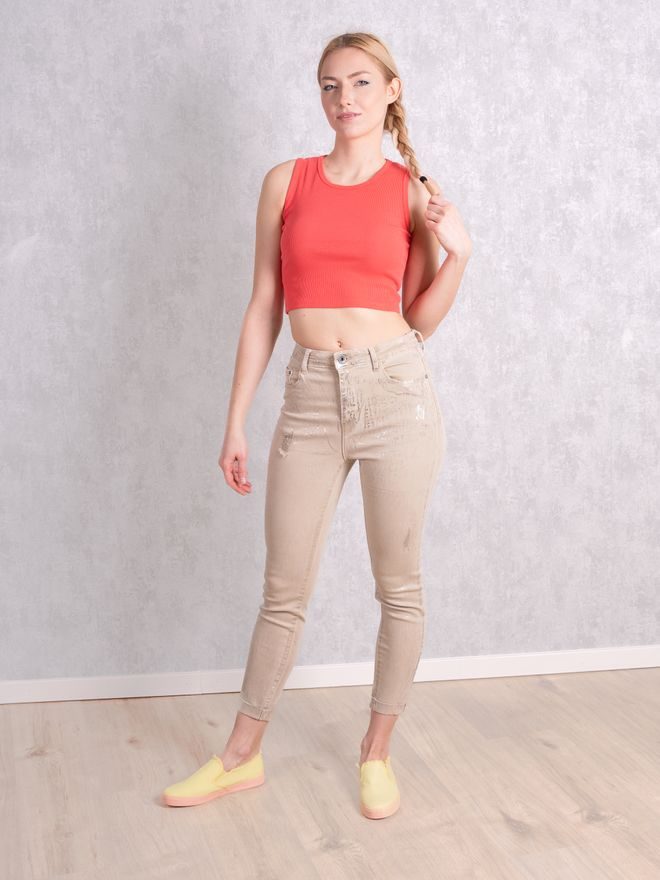 Džíny slim fit metalické