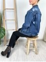 Džínová bunda s trháním tmavě modrá