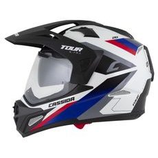 MOTOCROSS HELMET CASSIDA TOUR 2.0 X-TRA WHITE/BLUE/RED/BLACK/BLACK MATT PEAK XS