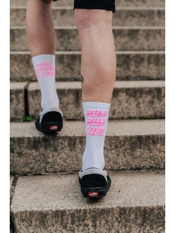 Ponožky na běhání Kolo je Láska Faster on a bike - bílá