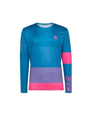 WildTee Běžecké triko COLORBLOK PINK - Modrá