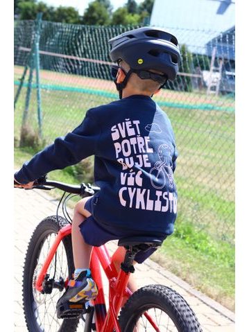 Dětská mikina Kolo je láska Svět potřebuje víc cyklistů - modrá