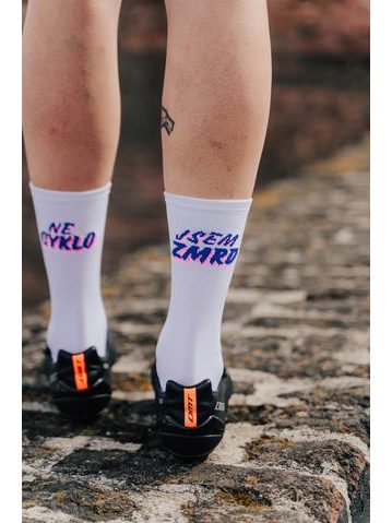 Ponožky na kolo Kolo je Láska NEjsem Cyklozmrd - bílá