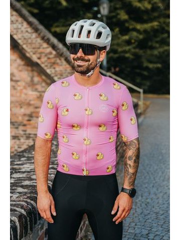 Pánský cyklistický dres Kolo je láska Quack me if you can - růžová