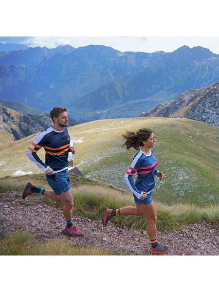 WildTee Běžecké triko COLOR TRIPE ORANGE - Modrá