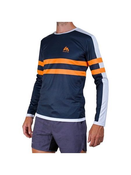 WildTee Běžecké triko COLOR TRIPE ORANGE - Modrá