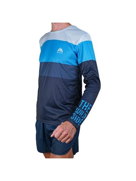 WildTee Běžecké triko COLORBLOK BLUE - Modrá