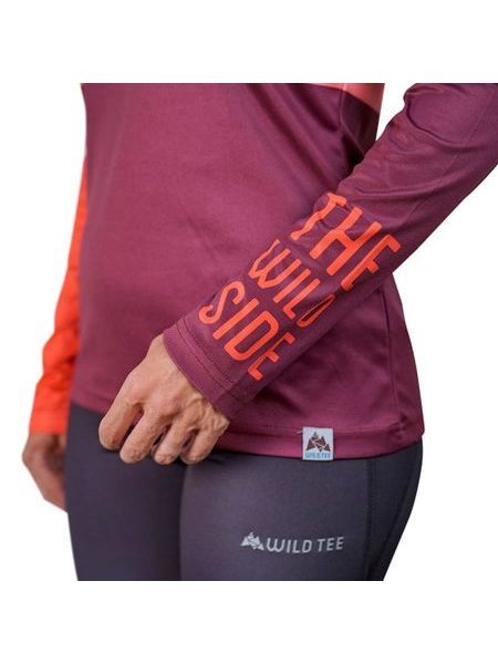 WildTee Běžecké triko COLORBLOK CHERRY W - Červená