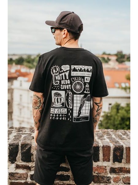 Tričko Kolo je láska Pivo & Párek unisex - černá