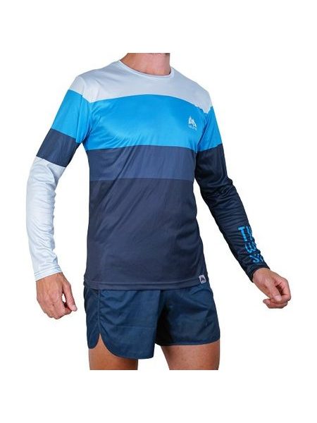 WildTee Běžecké triko COLORBLOK BLUE - Modrá