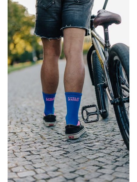 Ponožky na kolo Kolo je Láska Cyklozmrd modrá/růžová
