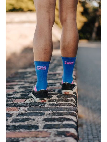 Ponožky na kolo Kolo je Láska Cyklozmrd modrá/růžová