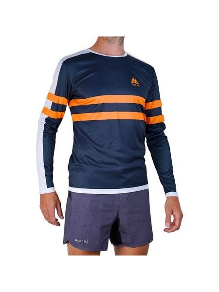 WildTee Běžecké triko COLOR TRIPE ORANGE - Modrá