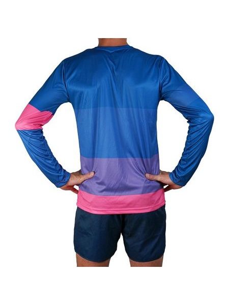 WildTee Běžecké triko COLORBLOK PINK - Modrá