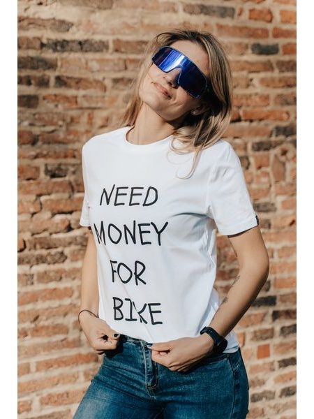 Tričko Kolo je láska Need money for bike unisex - bílá
