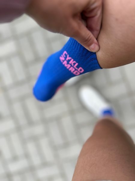 Ponožky na kolo Kolo je Láska Cyklozmrd modrá/růžová