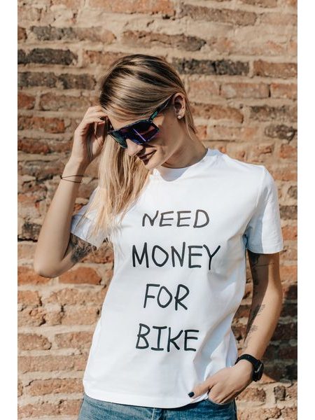 Tričko Kolo je láska Need money for bike unisex - bílá
