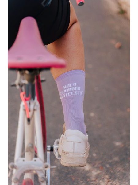 Ponožky na kolo Kolo je Láska - Kolo Svoboda - fialová