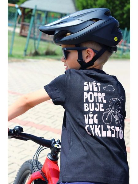 Dětské tričko Kolo je láska Svět potřebuje víc cyklistů - černá