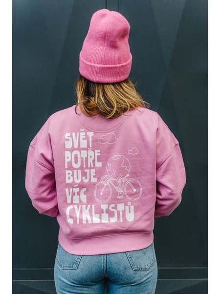 Dámská mikina Kolo je láska Svět potřebuje víc cyklistů - růžová