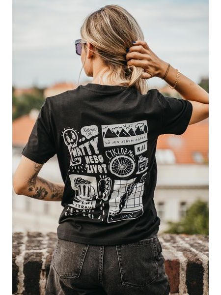 Tričko Kolo je láska Pivo & Párek unisex - černá