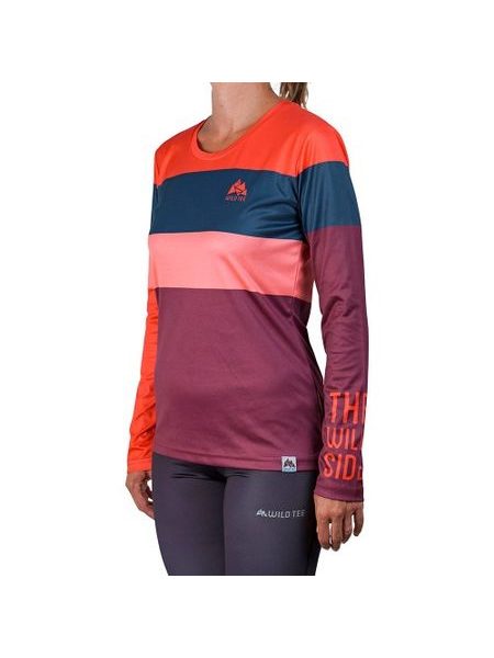 WildTee Běžecké triko COLORBLOK CHERRY W - Červená