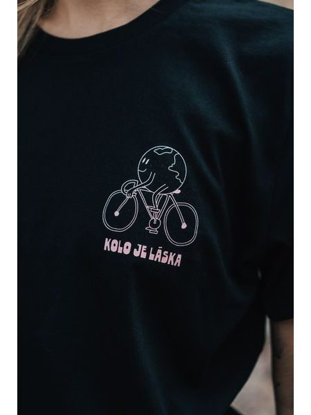 Tričko Kolo je láska Svět potřebuje víc cyklistů unisex - černá