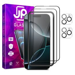 JP Full Pack Szkło hartowane, 2x 3D szkło z aplikatorem + 2x szkło na obiektyw, iPhone 16 Pro