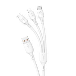 Dudao kabel USB - USB-C / MicroUSB / Lightning, 480Mb/s, 6A, 1,2 m, biały