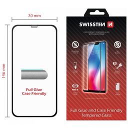 Swissten Full Glue, Kolorowa ramka, Case friendly, Szkło hartowane, Apple iPhone 11, czarne
