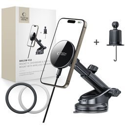 Tech-Protect MM15W-V10 Ασύρματος Φορτιστής Αυτοκινήτου MagSafe με Μαγνητική Βάση Ταμπλό / Αεραγωγού 15W, Μαύρο