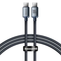 Baseus Crystal Shine Series kabel z obsługą szybkiego ładowania, USB-C - USB-C, 100W, 1,2 m, czarny (CAJY000601)