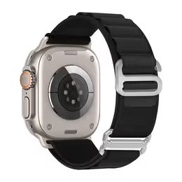 JP Nylonowy pasek Alpine Loop z metalową klamrą, Apple Watch 1 / 2 / 3 / 4 / 5 / 6 / 7 / 8 / 9 / 10 / SE 1 / 2 / 3 (38 / 40 / 41 / 42 mm), czarny