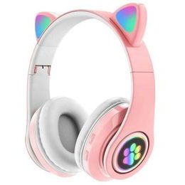 Różowe słuchawki Bluetooth Cat Ear z mikrofonem dla dzieci